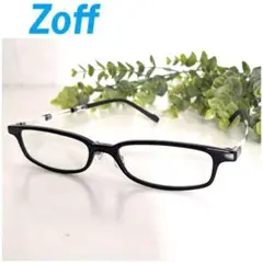 良品☆Zoff ゾフ 黒縁 モノクロ ビジネス 軽量 シンプル スクエア