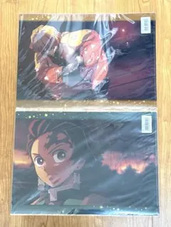 鬼滅の刃 藤色商店街あみあみ通り A4クリアポスターファイル 特典 2点セット