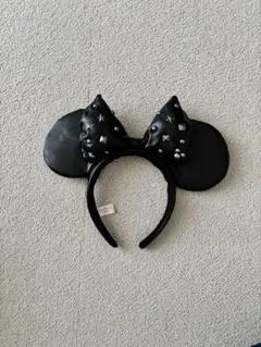 ミニーカチューシャ 黒 レザー