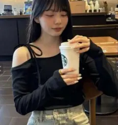 GRL ♡ グレイル　リボンワンショルテレコリブトップス【gn310】