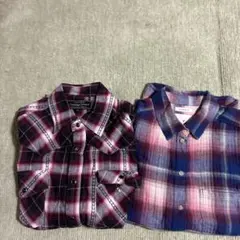 ネルシャツ 2枚セット 赤と黒・青と赤