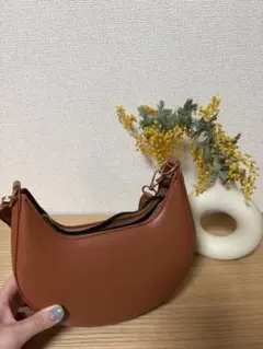 ブラウン 合成皮革 ハンドバッグ