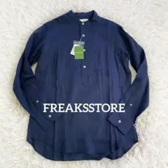 新品 FREAKSSTORE　バンドカラー　リネンシャツ ネイビー M