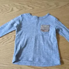 サイズ90cmグレー 長袖Tシャツ 迷彩ポケット