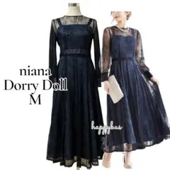 nianaニアナ　ブラック　2wayバックリボン総レース結婚式ワンピースドレス