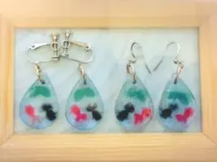 水滴型金魚モチーフピアス(イヤリング変更可)