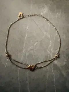 AU750（18金)ハートチャーム 二連ブレスレット Double Chain - メルカリ