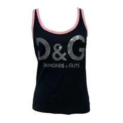 D&G タンクトップ ロゴプリント ピンクパイピングのサムネイル