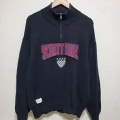 SCHOTT コットンセーター ニット カレッジパッチ XL ブラックのサムネイル