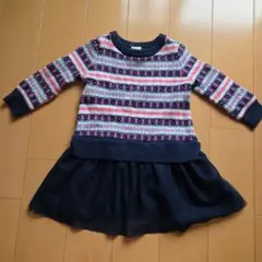 【Baby GAP】ピンク系セーターとフレアスカートのワンピース