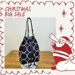 ミナペルホネン/tambourineタンバリンネイビー×白/巾着型ポシェットショ