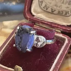 イギリス　英国　ヴィンテージ　推し活　青担当　天然石　指輪　リング　20号