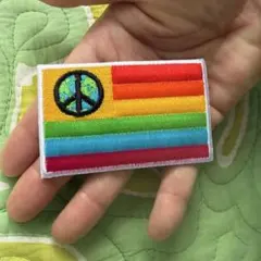 最後の1枚❤️レインボー✌︎ピースマークpeace 虹 ワッペン♡ヒッピー