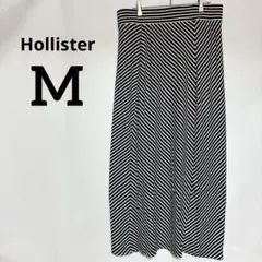 美品✨ Hollister 【M】 ストライプ ロングスカート 白 黒