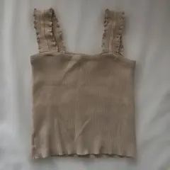リブ編みベージュタンクトップのサムネイル
