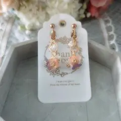 花/イヤリング/ファルファーレ/パープル/オレンジ/ホワイト/フープ/花束