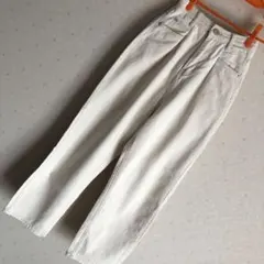 classicalelf ハイウエストデニム＆チノタックワイドパンツ Lホワイト