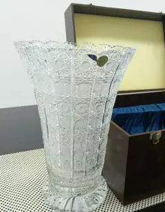 【美品】ボヘミアクリスタル　高さ30cm　ボヘミアングラスフラワーベース