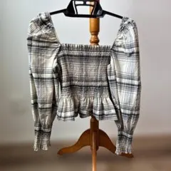 ZARA ザラ　チェック柄パフスリーブブラウス