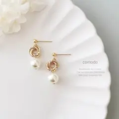 イヤリング可 スワロフスキー 1粒パールピアス サージカルステンレス №111