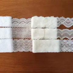 C215:幅広白色2m6本ストレッチレース