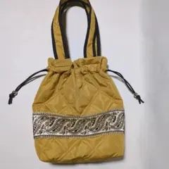 ハンドメイド　インド刺繍リボン　巾着バッグ