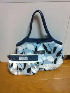 北欧柄ミニグラニーバック&同柄ポーチセット