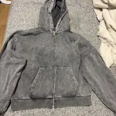 ZARA ジップアップパーカー グレー ウォッシュ加工のサムネイル