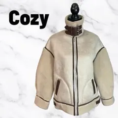 美品✨【Cozy】フライトジャケット　ムートン　しっかり厚手　ベージュ　裏起毛