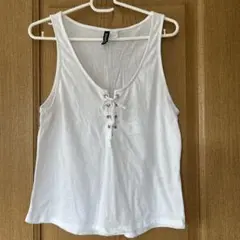 H&M DIVIDED ホワイト タンクトップ S