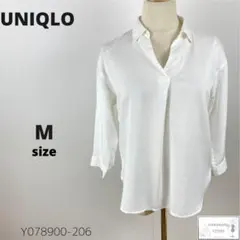 美品UNIQLO ユニクロ レーヨンスキッパーブラウス シャツ 七分袖 シンプル