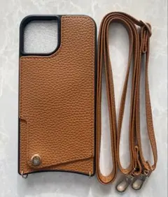 iPhone12/12Pro レザーソフトケース&ストラップセット ブラウン茶色