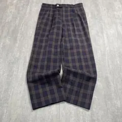 90s vintage 2tuck checked slacksのサムネイル