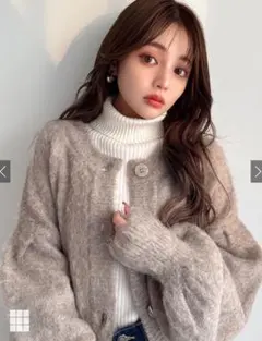 モヘヤタッチニットカーディガン　GRL