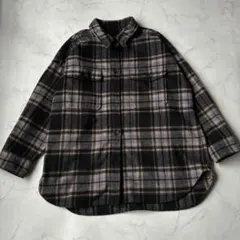 グリーンレーベルリラクシング チェック柄 ウール混 シャツジャケット ブラウンのサムネイル
