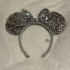 ミニーマウス耳カチューシャ シルバー スパンコール