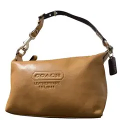 美品✨コーチ　アクセサリーポーチ　ハンドバッグ　ベージュ　レザー　肩掛け　y2k