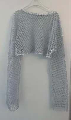 ★ザラ シルバー メッシュ あみあみ ショート丈 トップス S