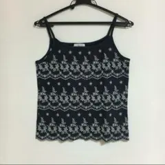 【M】美品！組曲★花の刺繍入り★ビスチェ★キャミソール★ネイビー★オンワード
