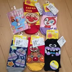 アンパンマン靴下５足13～19cm&からみにくいヘアゴム