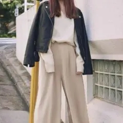 新品GRLグレイル ライダースジャケット 襟付き レザー ブラック