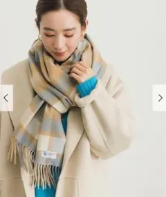 Johnstons of Elgin カシミヤ ストール チェック　キャメル