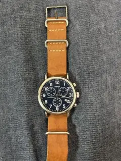 TIMEX クロノグラフ ネイビー レザー