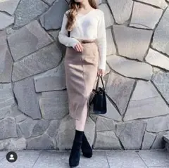 アシメスリットスエードSK ベージュ　スエード　スリット