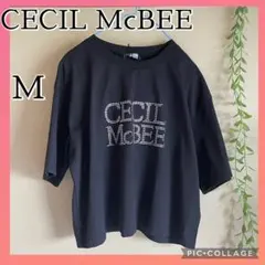 【新品】CECIL McBEEロゴTシャツ　ラインストーン　ブラック　M 平成