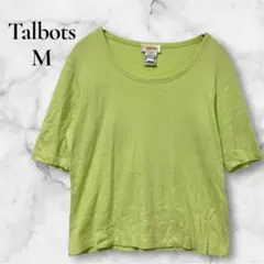 値下げ○Talbots【M】ライムグリーン 半袖Tシャツ 5分袖 無地 シンプルのサムネイル