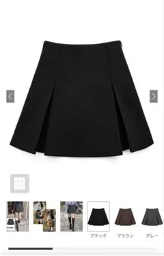 インパン裏地付きボックスプリーツフレアミニスカート mei41