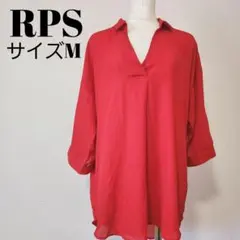 RPS レッド 襟付き ブラウス M ゆるだぼ シンプル