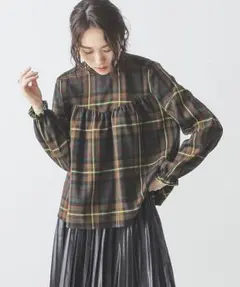 [美品]BEAMS LIGHTS / ネオンラインチェック柄ブラウスのサムネイル