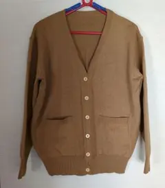 ブラウンキャメル Vネック ニットカーディガン